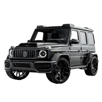 A blacked-out Mercedes-AMG G-Class, front three-quarter view